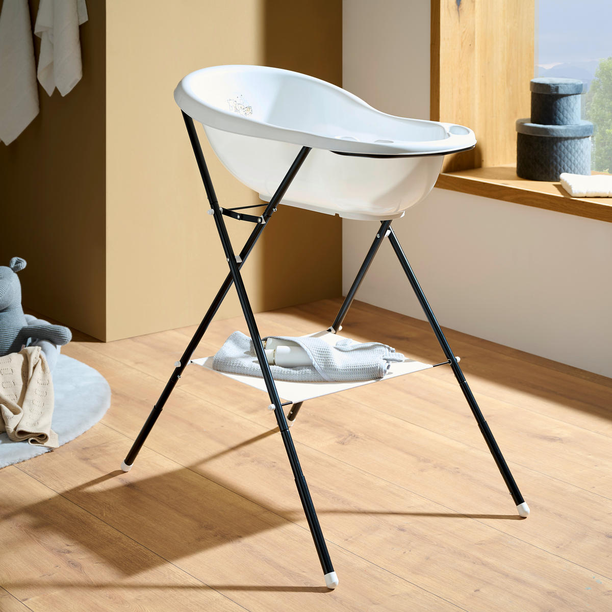 BADEWANNENSTÄNDER ECO  - Schwarz, Basics, Kunststoff/Metall (86/58/100cm) - My Baby Lou