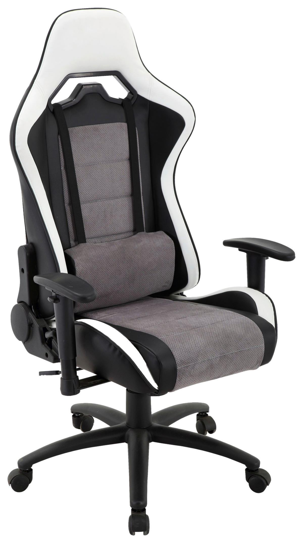 GEJMERSKA STOLICA  siva, crna, bela   - siva/bela, Dizajnerski, metal/tekstil (68,5/125-135/62cm) - Xora