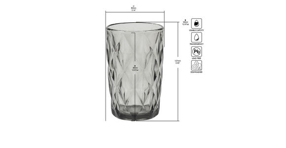 TRINKGLAS 360 ml  - Grau, Basics, Glas (8/12,7cm) - Novel