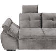 ECKSOFA  in Mikrovelours Hellgrau  - Hellgrau/Schwarz, KONVENTIONELL, Kunststoff/Textil (275/170cm) - Carryhome