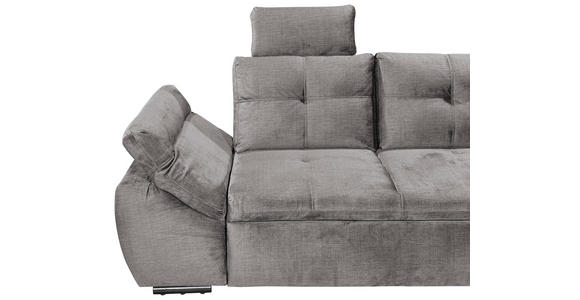 ECKSOFA  in Mikrovelours Hellgrau  - Hellgrau/Schwarz, KONVENTIONELL, Kunststoff/Textil (275/170cm) - Carryhome