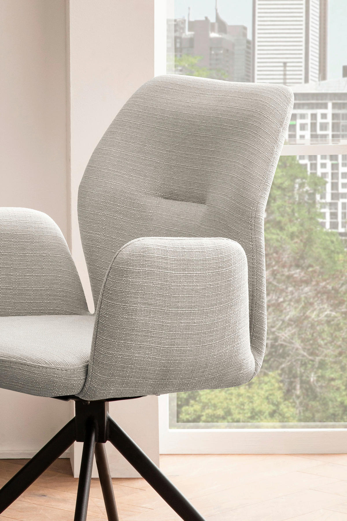 OTOČNÁ STOLIČKA, tkaná textília, svetlosivá - čierna/svetlosivá, Modern, kov/textil (59/88/58cm) - Livetastic