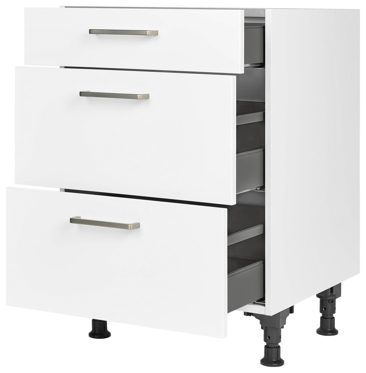 SCHUBKASTENUNTERSCHRANK 60/87/56 cm  in Weiß  - Edelstahlfarben/Weiß, MODERN, Holzwerkstoff/Metall (60/87/56cm) - Nobilia
