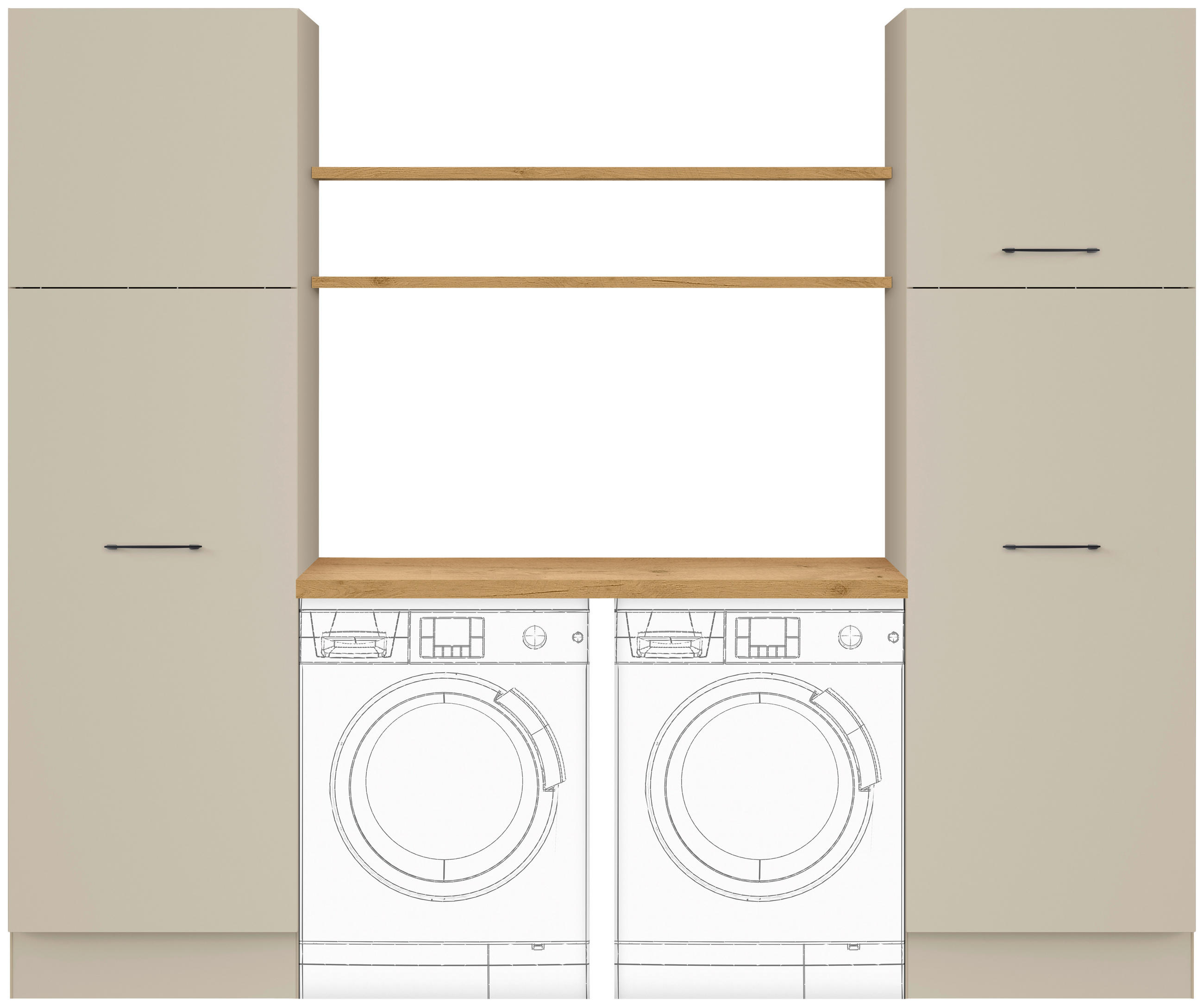 HAUSWIRTSCHAFTSRAUM Hellgrau  - Eichefarben/Hellgrau, Basics, Holzwerkstoff (245cm) - Impuls