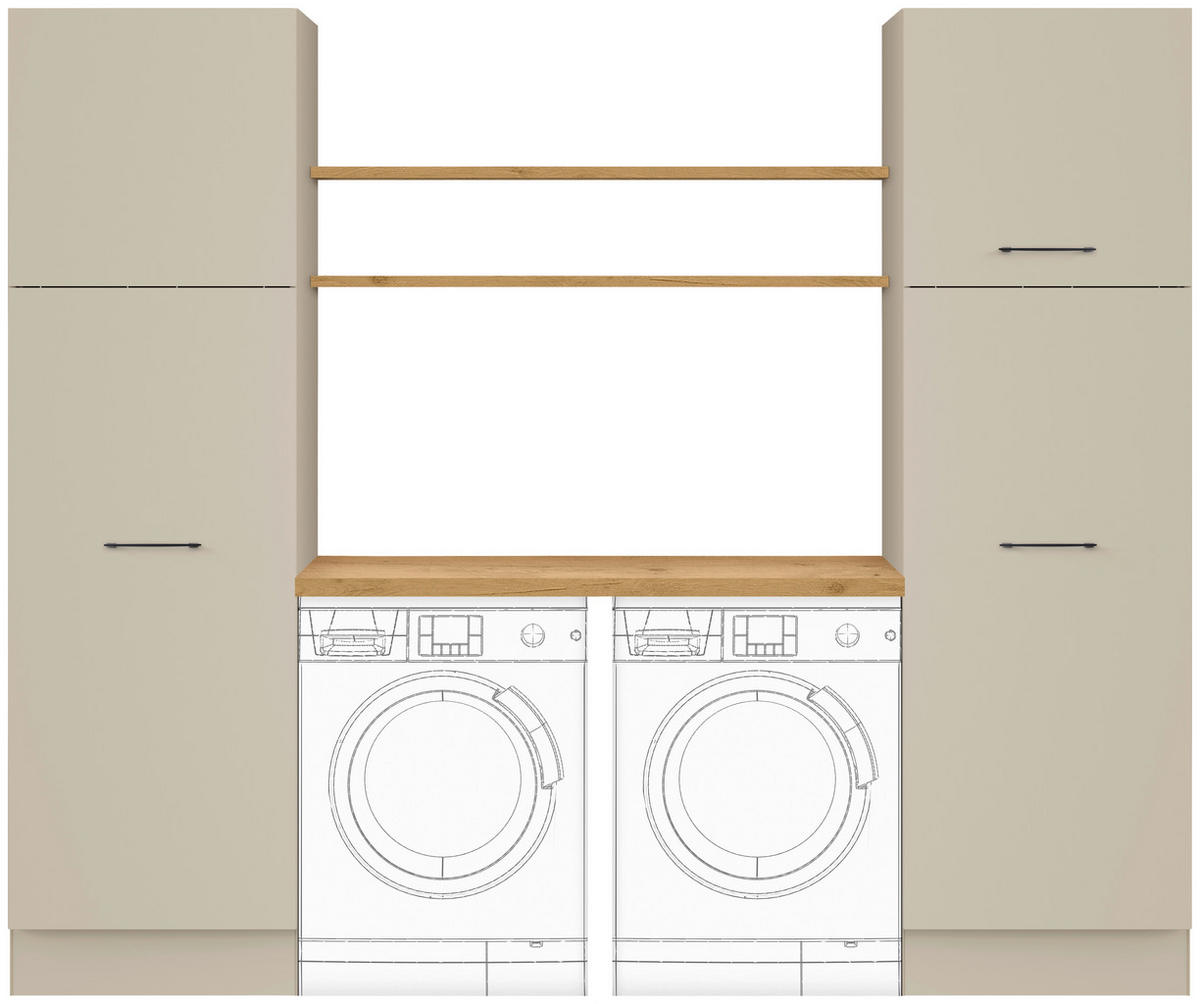 HAUSWIRTSCHAFTSRAUM  in Hellgrau  - Eichefarben/Hellgrau, Basics, Holzwerkstoff (245cm) - Impuls