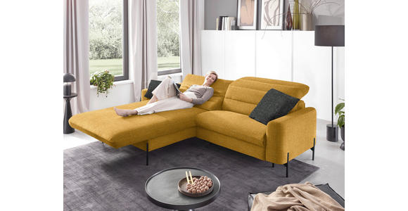 ECKSOFA in Flachgewebe Currygelb 191/252 cm - Currygelb/Schwarz, Design, Textil/Metall (191/252cm) - Dieter Knoll