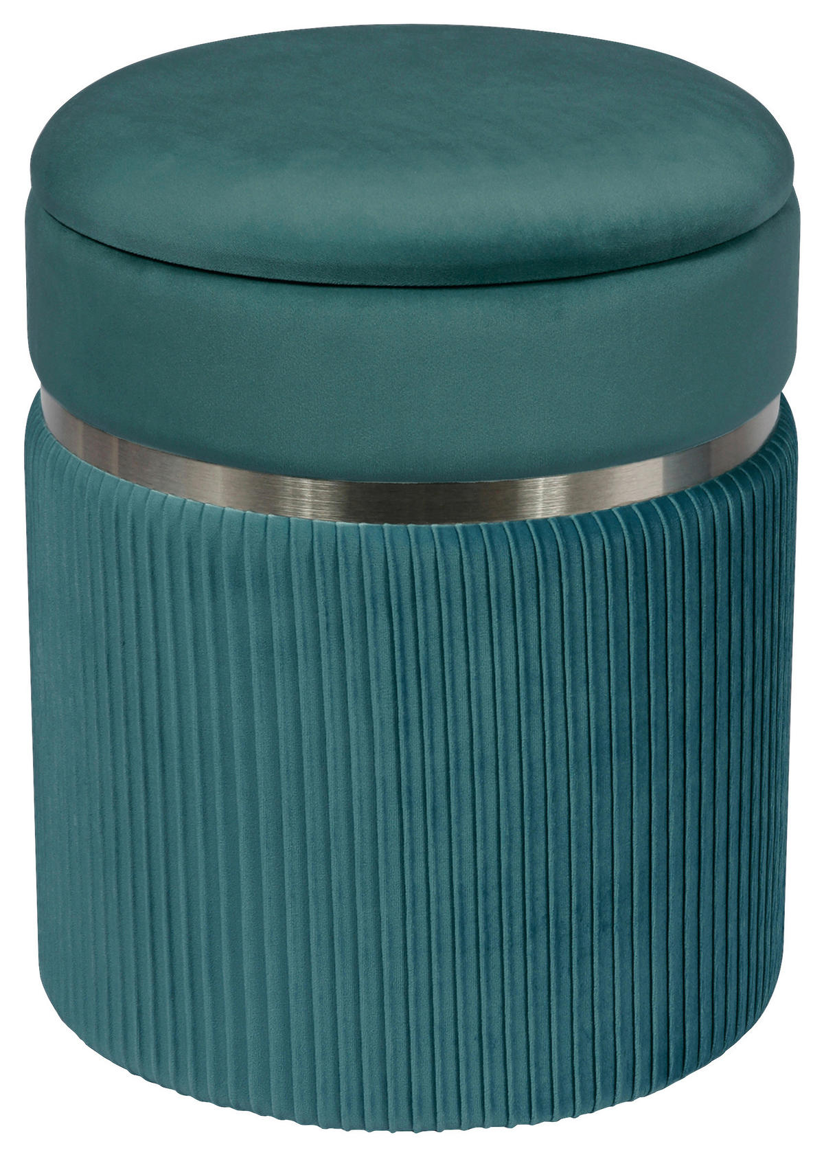 HOCKERSET Silberfarben, Petrol  - Silberfarben/Petrol, KONVENTIONELL, Kunststoff/Textil (31,5+36cm) - Kayoom