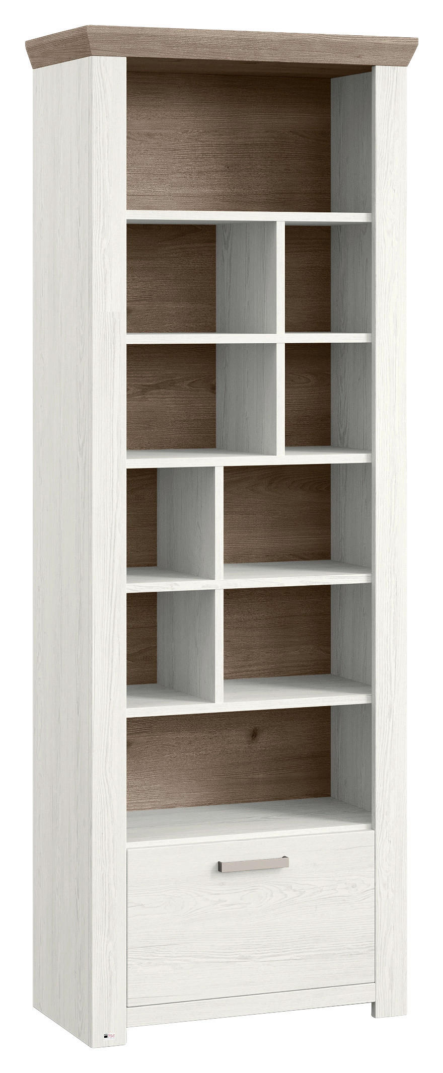 REGAL Weiß, Eichefarben  - Eichefarben/Weiß, Design, Holzwerkstoff/Metall (74,5/206,6/42,2cm) - SetOne by Musterring