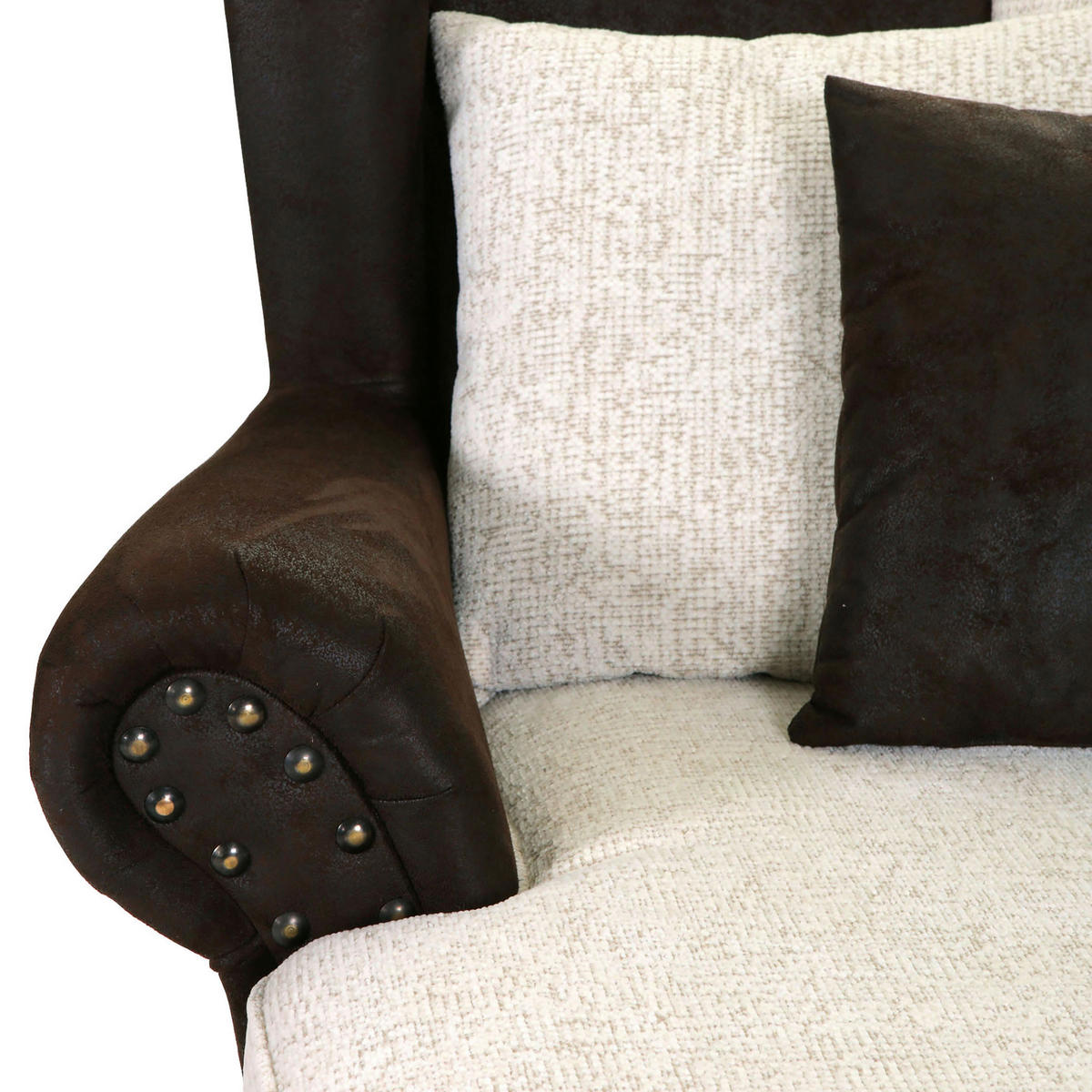 XXL-SESSEL Chenille, Mikrofaser Dunkelbraun, Beige    - Dunkelbraun/Beige, ROMANTIK / LANDHAUS, Holz/Textil (125/102/138cm) - Landscape