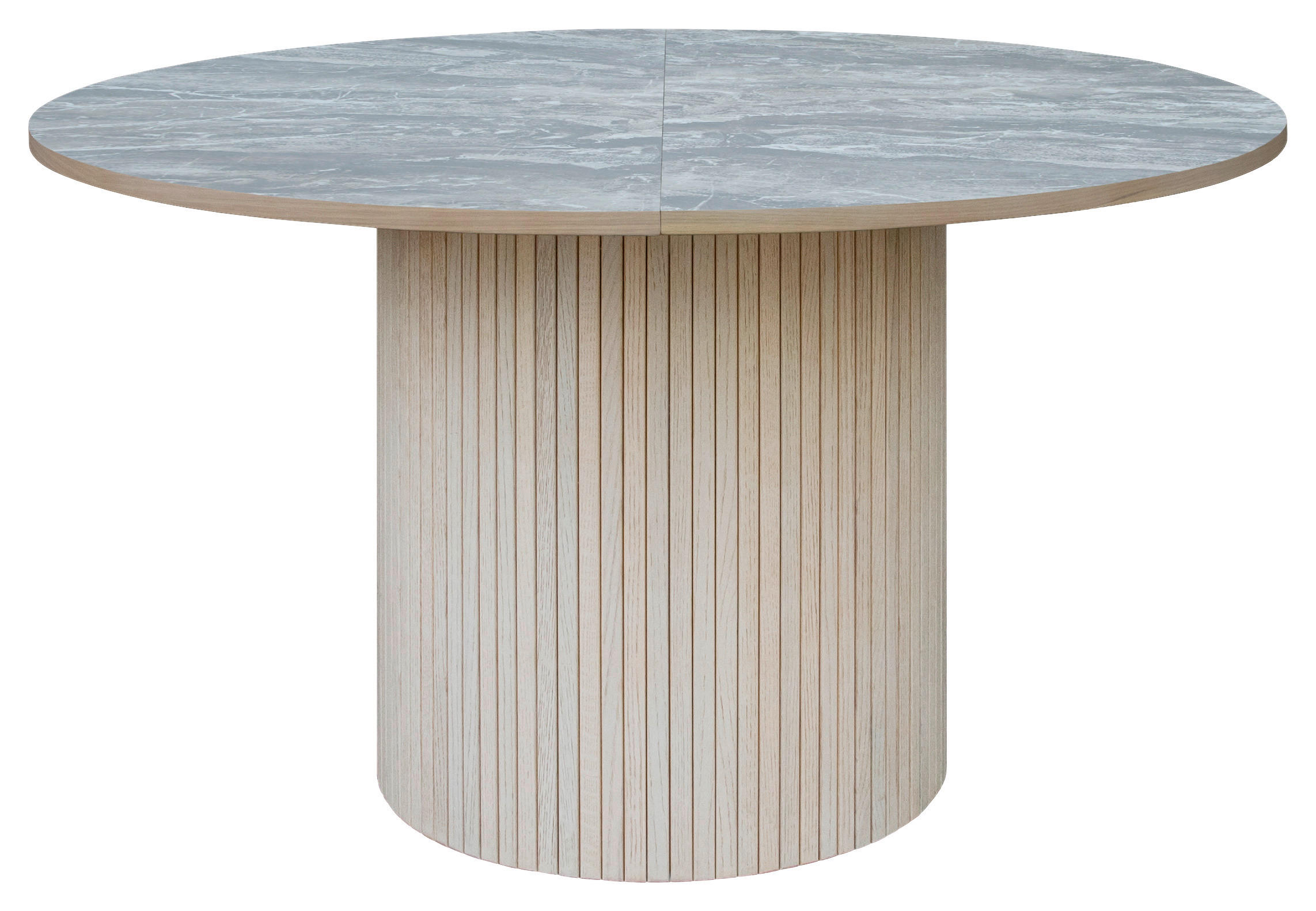 MATBORD 130-180/130/75 cm imitation, delar i massivt trä  trä finns i olika trädekorer rund ljusgrå, ek Bianco  - ek Bianco/ljusgrå, Modern, trä (130-180/130/75cm) - Niels Andersson