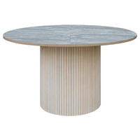 MATBORD 130-180/130/75 cm imitation, delar i massivt trä  trä finns i olika trädekorer rund ljusgrå, ek Bianco  - ek Bianco/ljusgrå, Modern, trä (130-180/130/75cm) - Niels Andersson