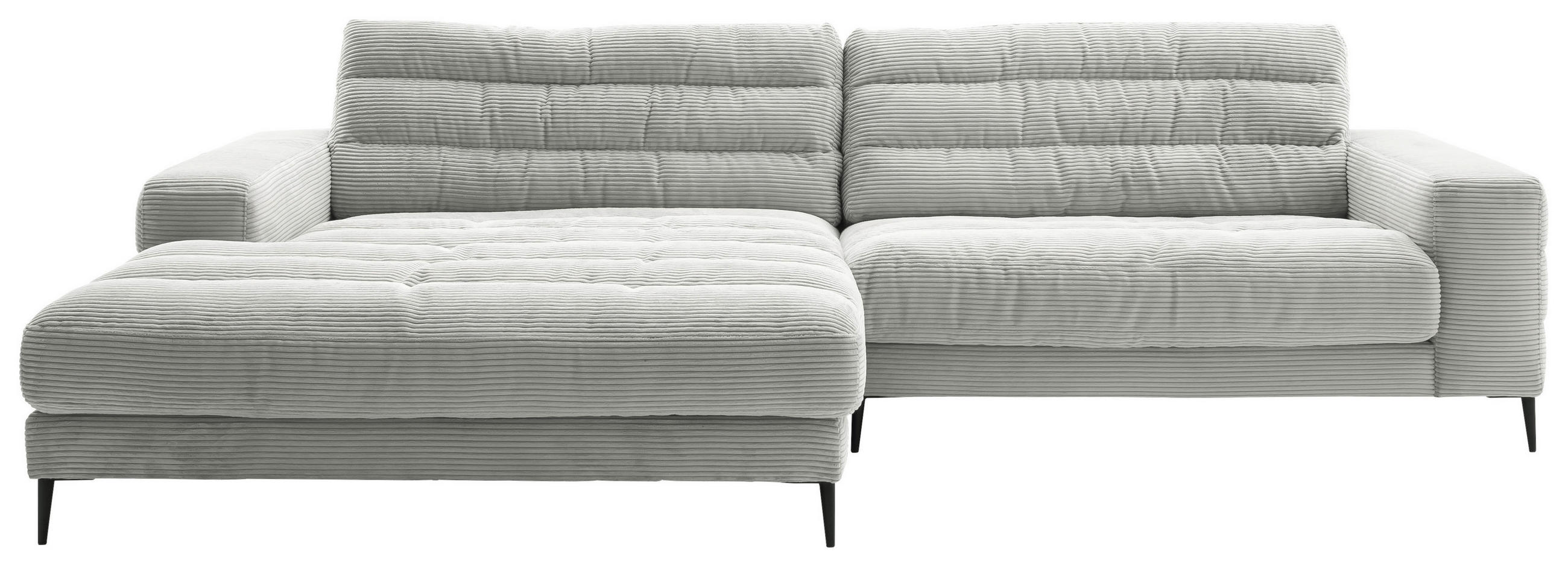 ECKSOFA Badia Hellgrau Cord  - Hellgrau/Schwarz, Design, Textil/Metall (207/296cm) - Dieter Knoll