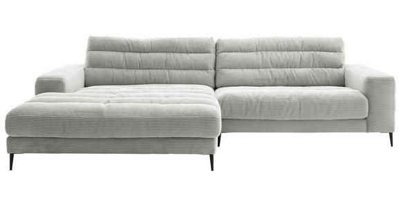 ECKSOFA in Cord Hellgrau  - Hellgrau/Schwarz, Design, Textil/Metall (207/296cm) - Dieter Knoll