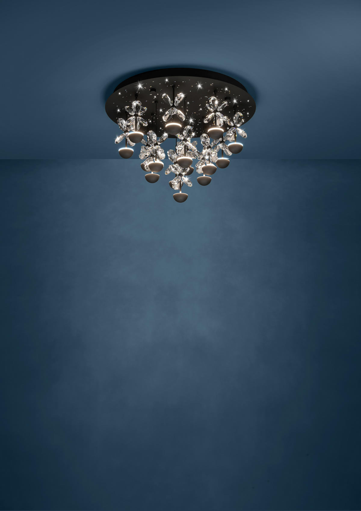 STROPNA LED-SVETILKA  Pianopoli 2 1,8 W/340 lm/3000 K/220-240 V/ - črna/prozorno, Design, kovina/steklo (50/36,5cm)