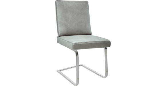 SCHWINGSTUHL in Stahl Mikrofaser - Chromfarben/Hellgrau, Design, Textil/Metall (46/92/60cm) - Dieter Knoll