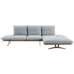 ECKSOFA in Flachgewebe Hellgrau  - Hellgrau/Schwarz, Design, Holz/Textil (314/159cm) - Dieter Knoll