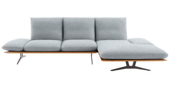 ECKSOFA in Flachgewebe Hellgrau 314/159 cm - Hellgrau/Schwarz, Design, Holz/Textil (314/159cm) - Dieter Knoll
