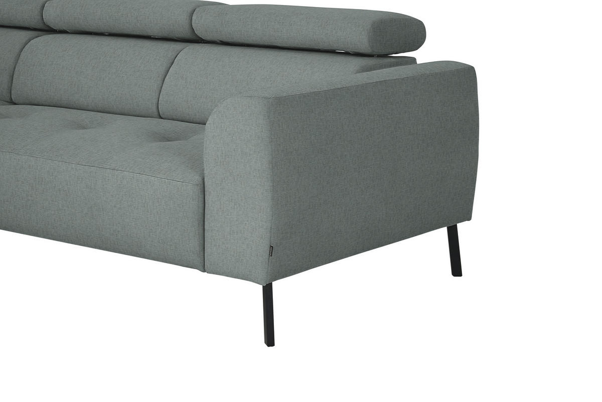 ECKSOFA in Chenille Silberfarben  205/280 cm  - Silberfarben/Schwarz, Design, Textil/Metall (205/280cm) - Xora