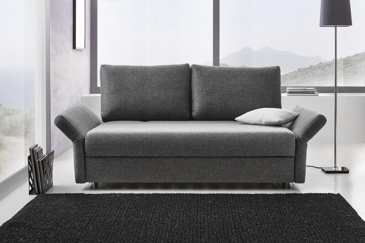 SCHLAFSOFA in Flachgewebe Grau  - Grau, Design, Textil (166-204/88/110-120cm) - Bali