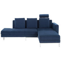 ECKSOFA  in Flachgewebe Blau  257/210 cm  - Chromfarben/Blau, Design, Textil/Metall (257/210cm) - Brühl