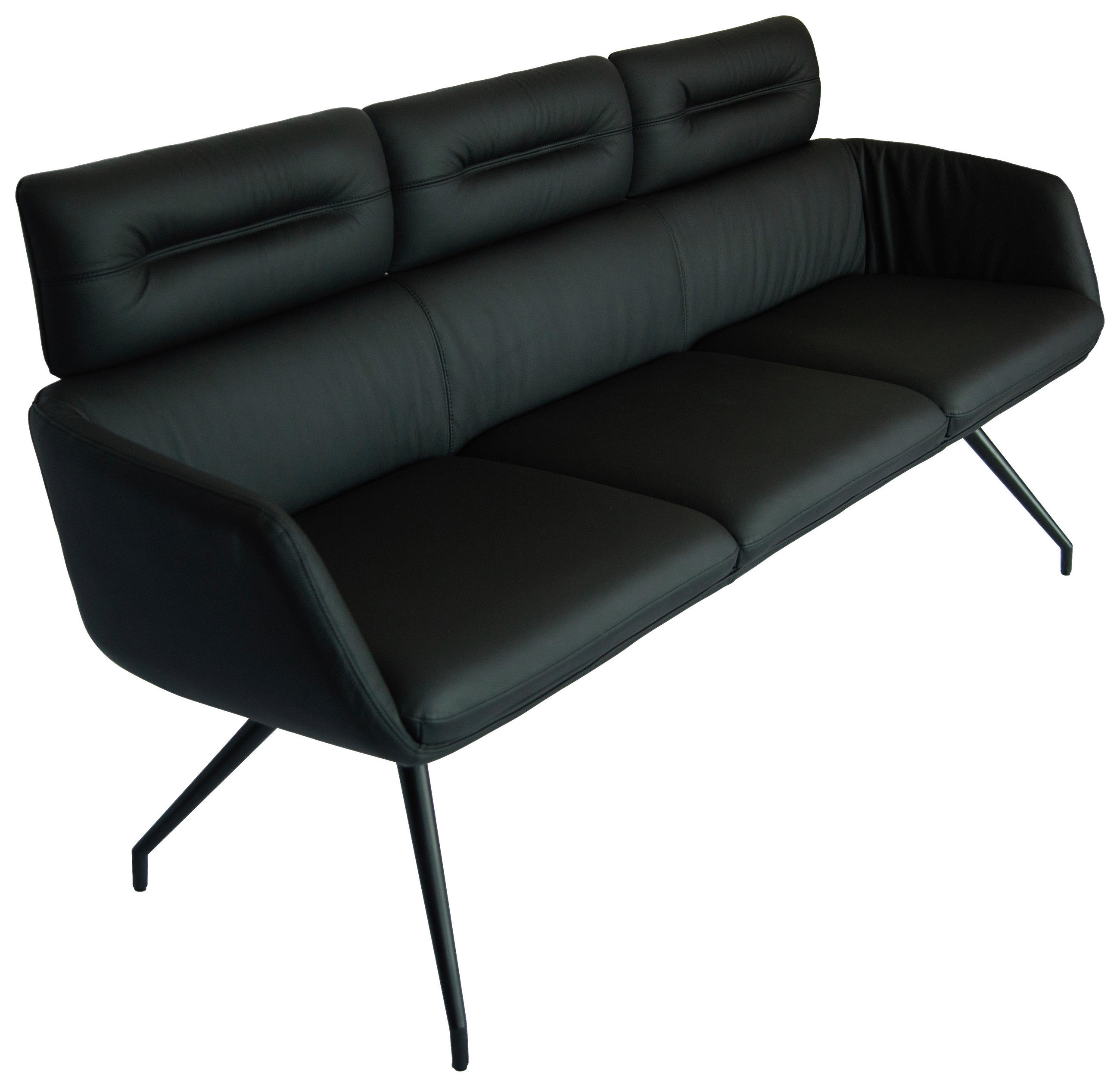 SITZBANK 200/91/70 cm Echtleder Schwarz  - Schwarz, Design, Leder/Metall (200/91/70cm) - Dieter Knoll