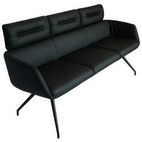 SITZBANK 200/91/70 cm Echtleder Schwarz  - Schwarz, Design, Leder/Metall (200/91/70cm) - Dieter Knoll