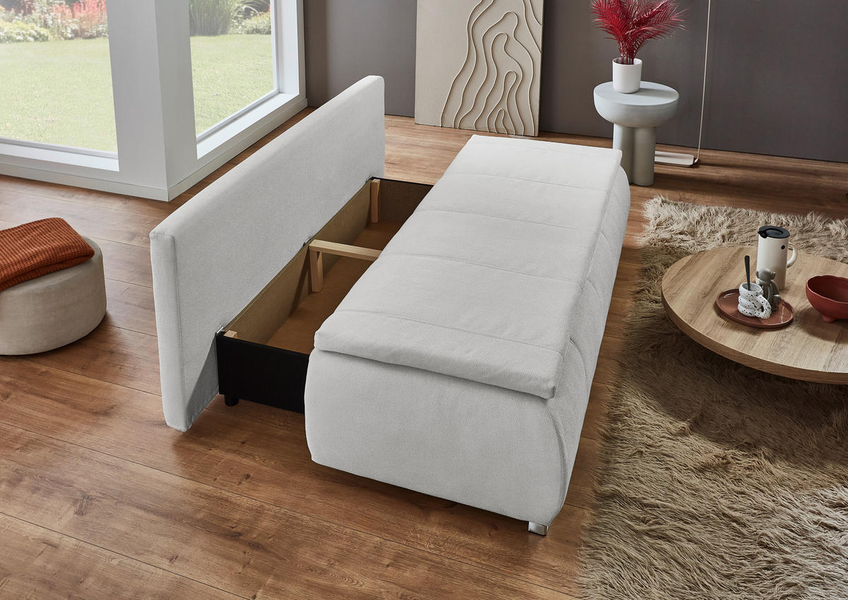 SCHLAFSOFA Webstoff Naturfarben  inkl. Rückenkissen, Armlehnenkissen, Bettkasten, Schlaffunktion, Topper, Rücken echt  - Chromfarben/Naturfarben, KONVENTIONELL, Holz/Kunststoff (207/91/90cm) - Carryhome