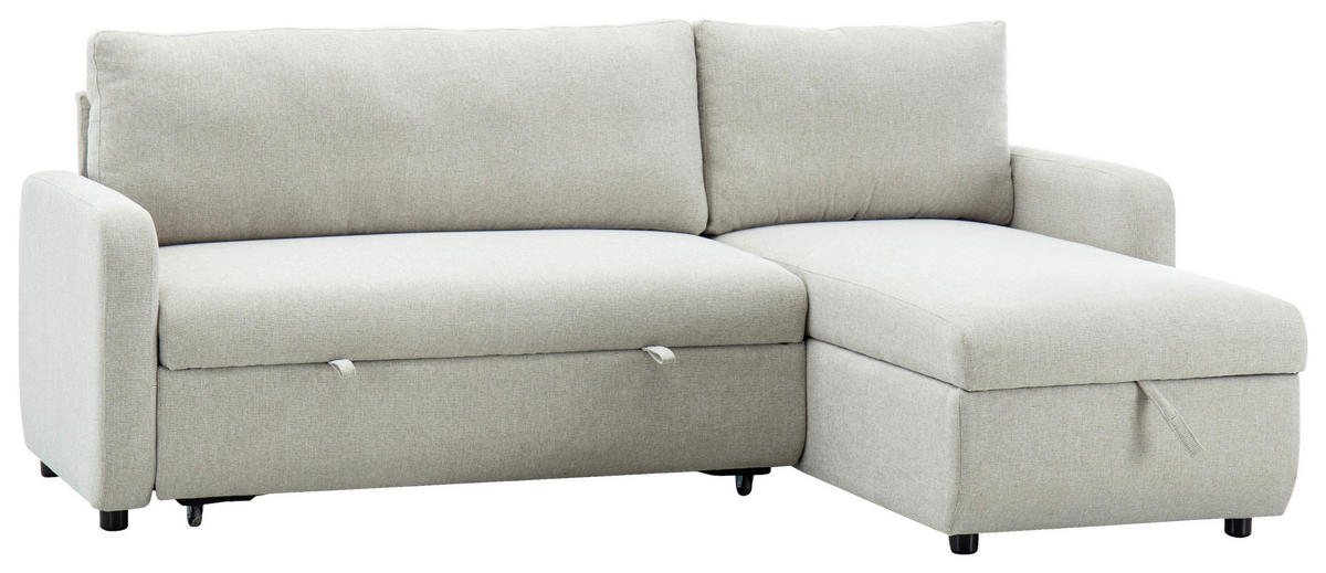 ECKSOFA Leinenoptik Beige  - Beige/Schwarz, Design, Kunststoff/Textil (152,5/225,5cm) - Livetastic