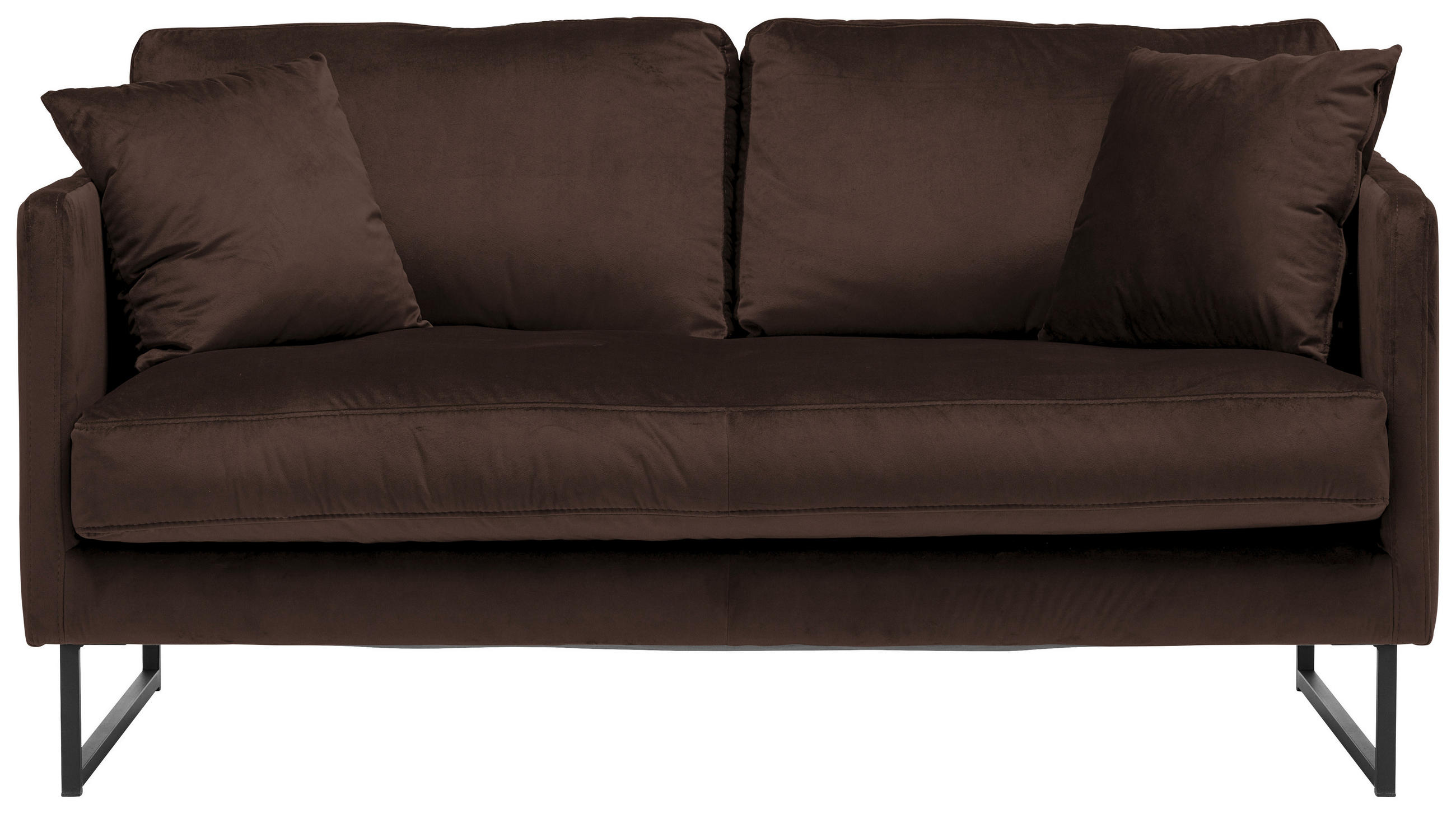 2-SITZER-SOFA Samt Dunkelbraun  - Dunkelbraun/Schwarz, Design, Textil/Metall (150/78/84cm) - Carryhome