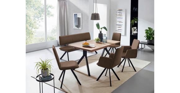 SITZBANK 180/86,5/60 cm in Schwarz, Dunkelbraun - Dunkelbraun/Schwarz, Design, Textil/Metall (180/86,5/60cm) - Cantus