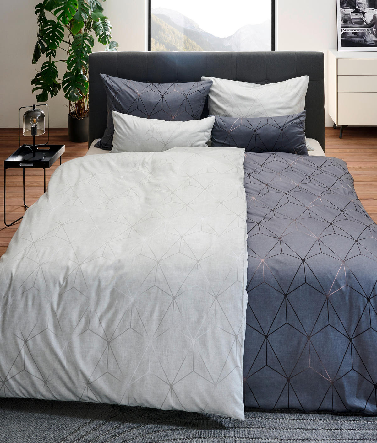 BETTWÄSCHE KIAN Satin 140/200 cm  - Jadegrün, Design, Textil (140/200cm) - Estella