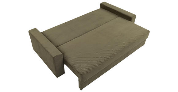 SCHLAFSOFA in Cord Olivgrün  - Schwarz/Olivgrün, KONVENTIONELL, Kunststoff/Textil (233/92/108cm) - Carryhome