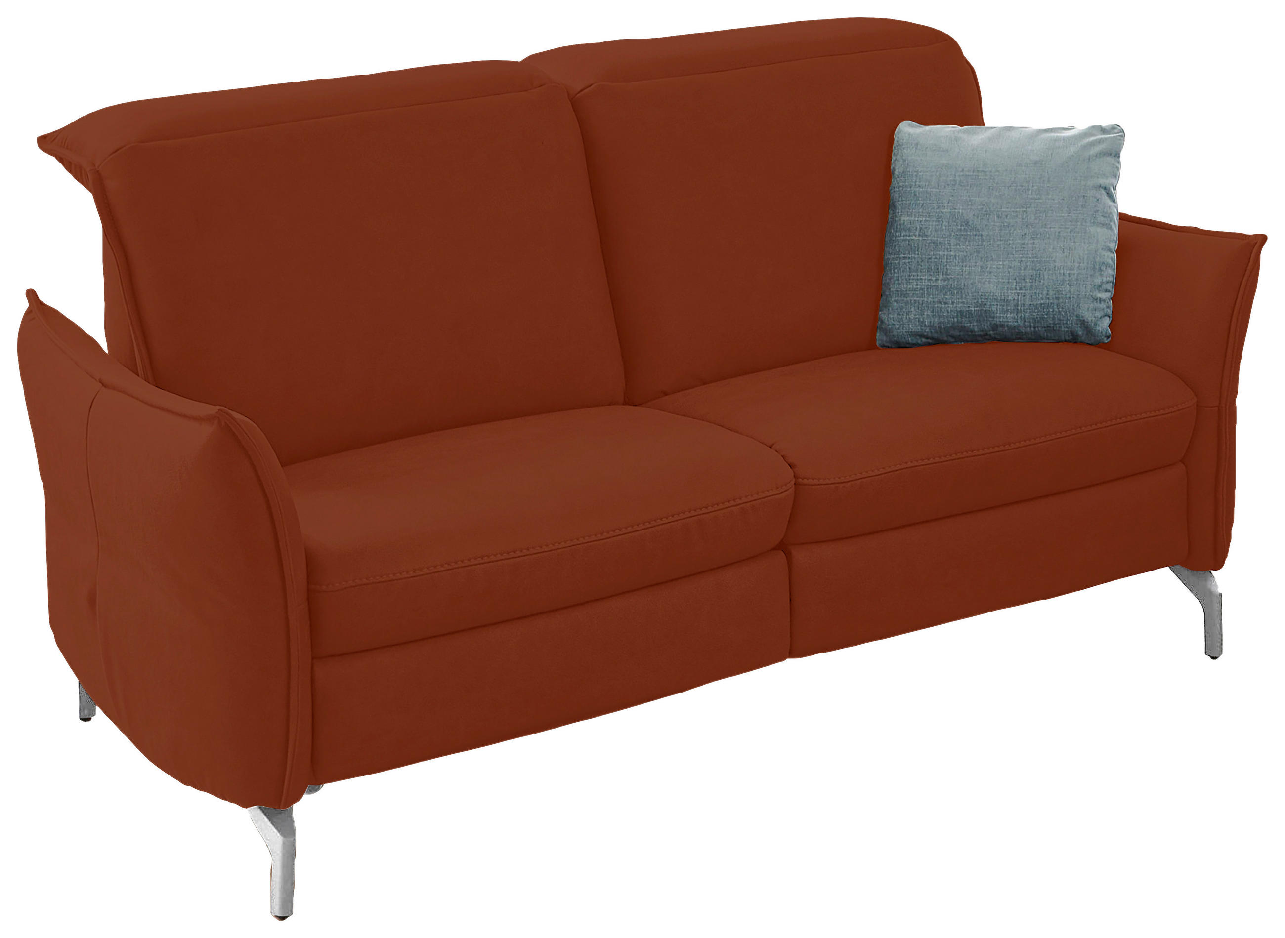 2-SITZER-SOFA  in Lederlook (vegan) Cognac  - Cognac/Schwarz, MODERN, Textil/Metall (154/89/109cm) - Livetastic
