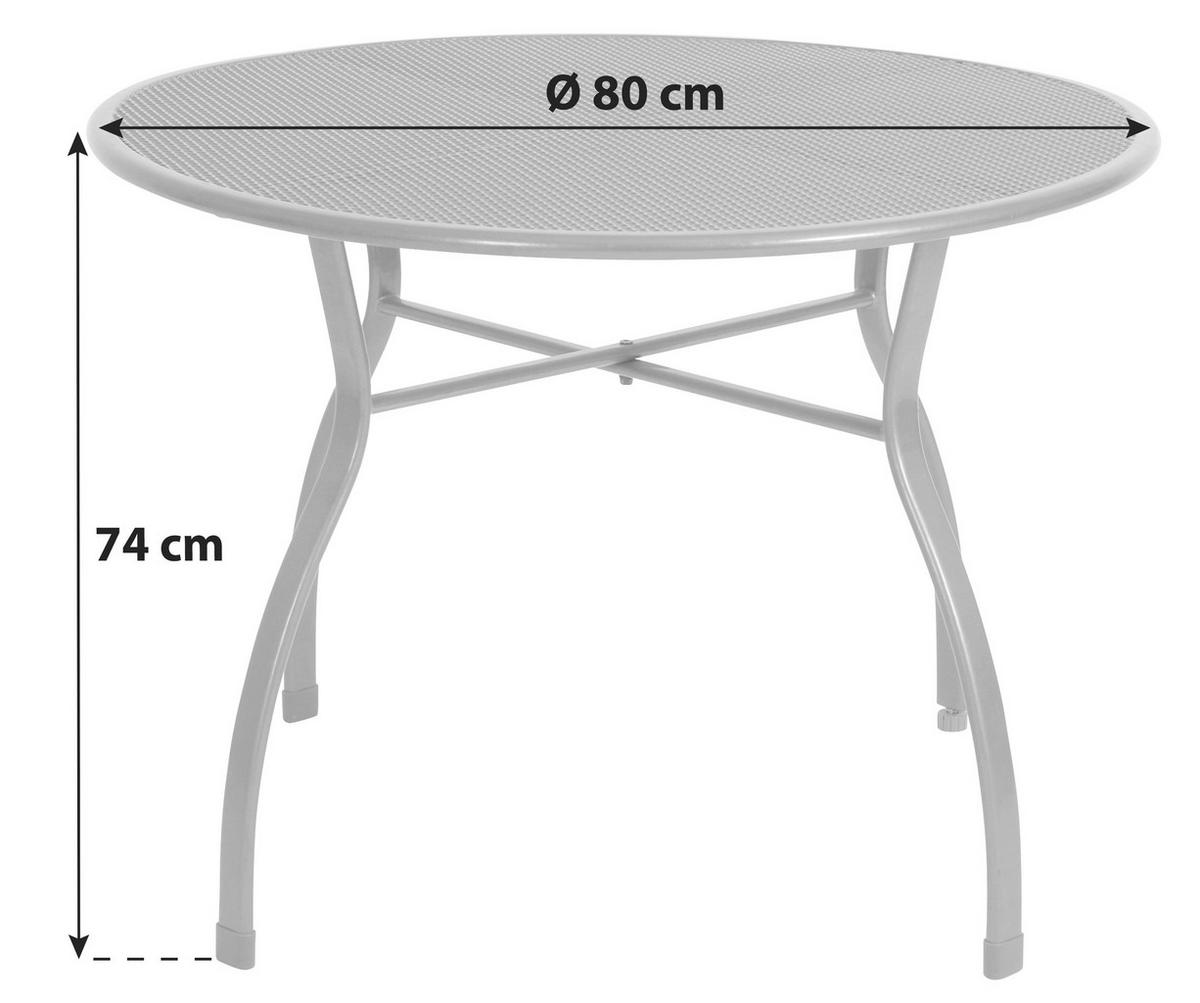 GARTENTISCH Metall Grau rund  - Grau, Basics, Metall (80/80/74cm) - Gardenson