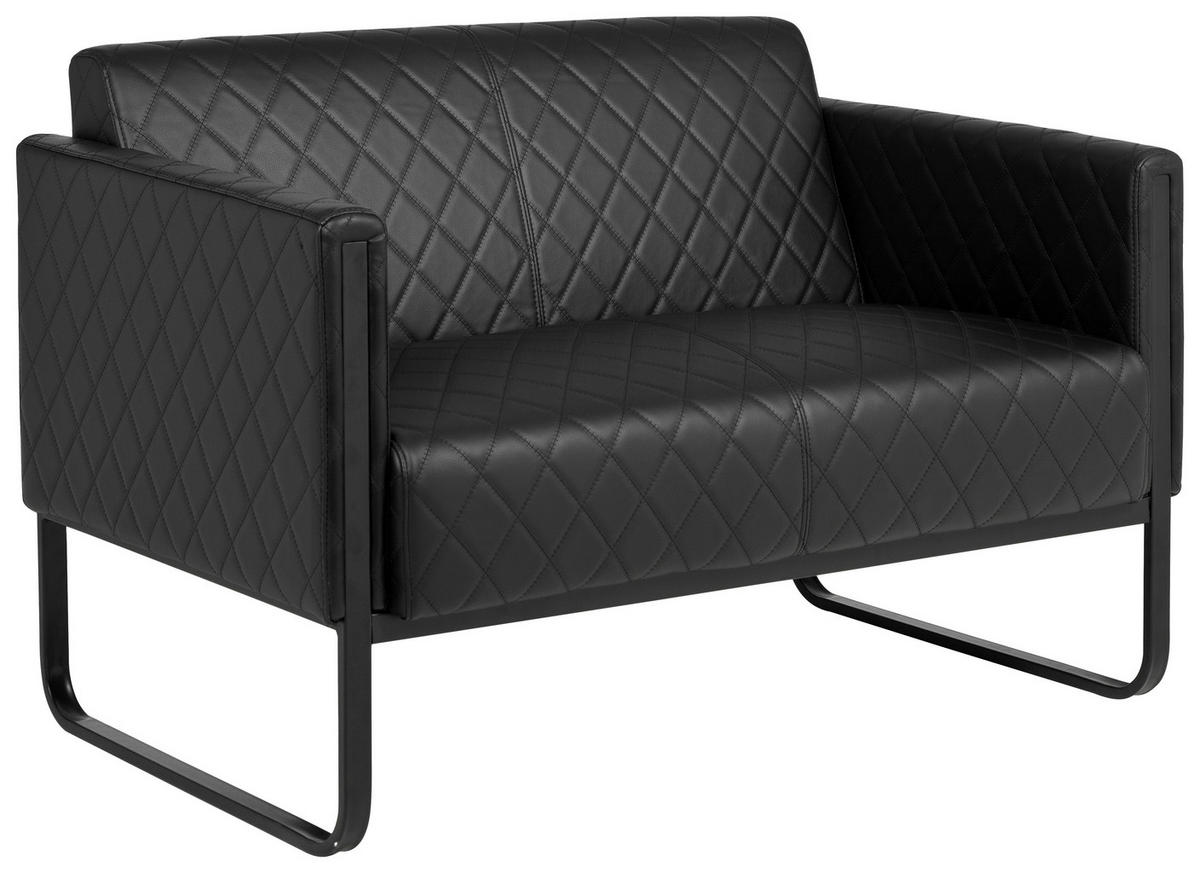 2-SITZER-SOFA  in Lederlook Schwarz  - Schwarz, MODERN, Textil/Metall (111/78/71cm) - MID.YOU