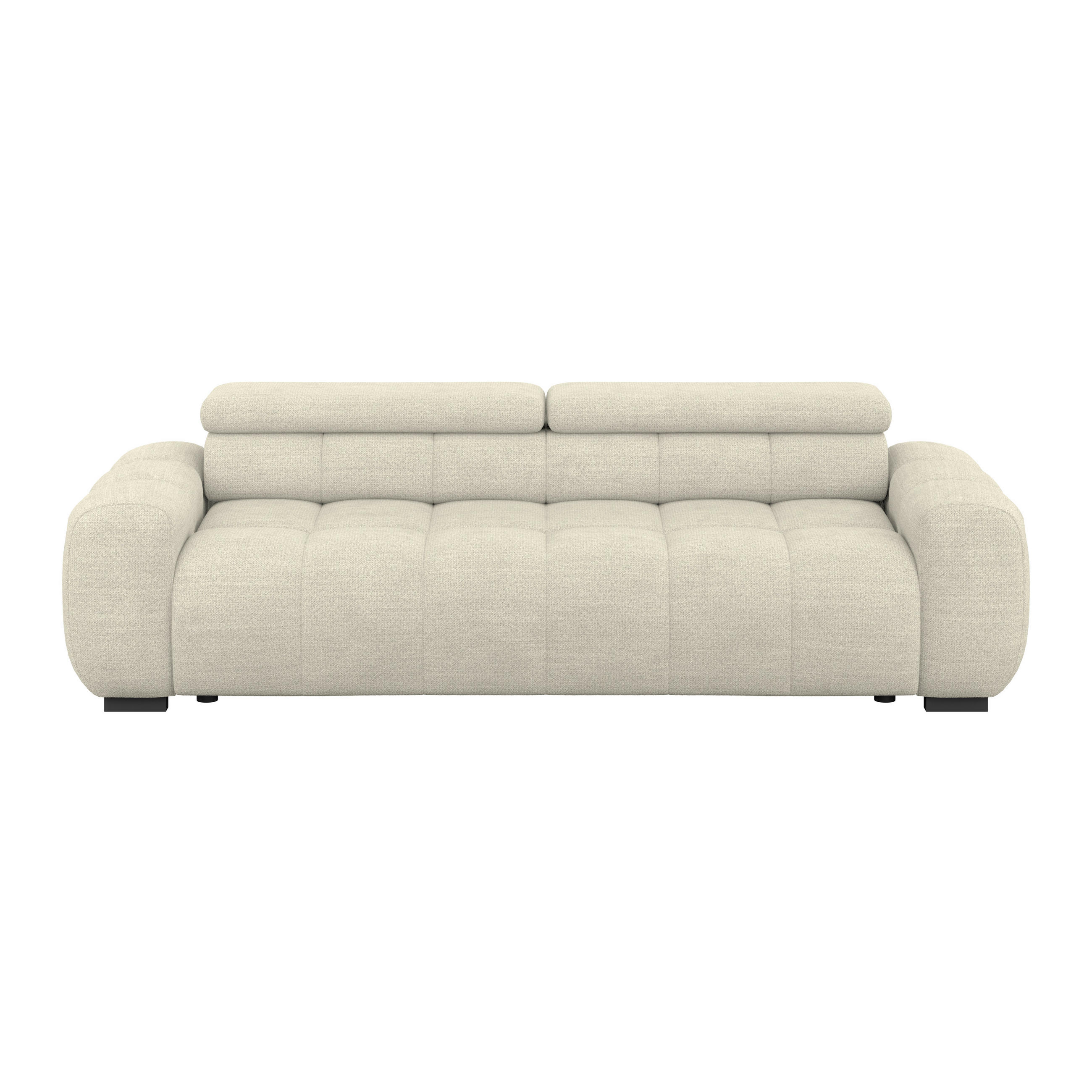 BIGSOFA inkl. mot. Funktion Webstoff Creme  - Creme/Schwarz, Design, Kunststoff/Textil (248/77-97/108cm) - Welnova