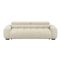 BIGSOFA inkl. mot. Funktion Webstoff Creme  - Creme/Schwarz, Design, Kunststoff/Textil (248/77-97/108cm) - Welnova