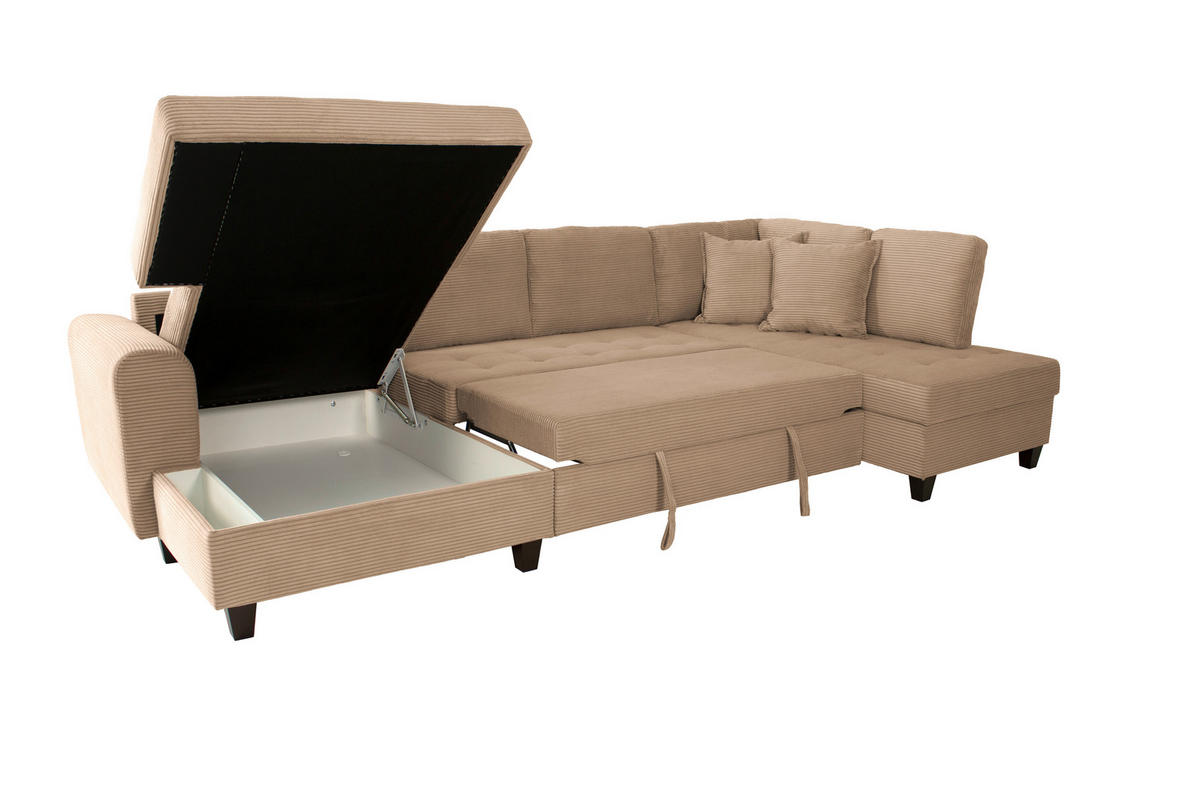 WOHNLANDSCHAFT MORITZ Karamell Cord  - Karamell, Trend, Textil (155/324/178cm) - P & B