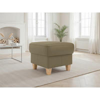 TABURETKA, koža, 58/48/58 cm - olivovozelená/farba duba, Basics, koža/drevo (58/48/58cm) - Sit & More