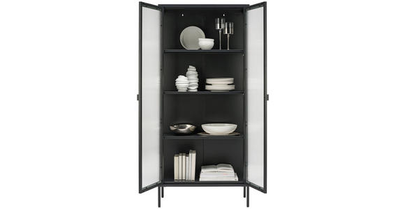 VITRINE in Schwarz - Schwarz, Trend, Glas/Metall (80/180/35cm) - Xora