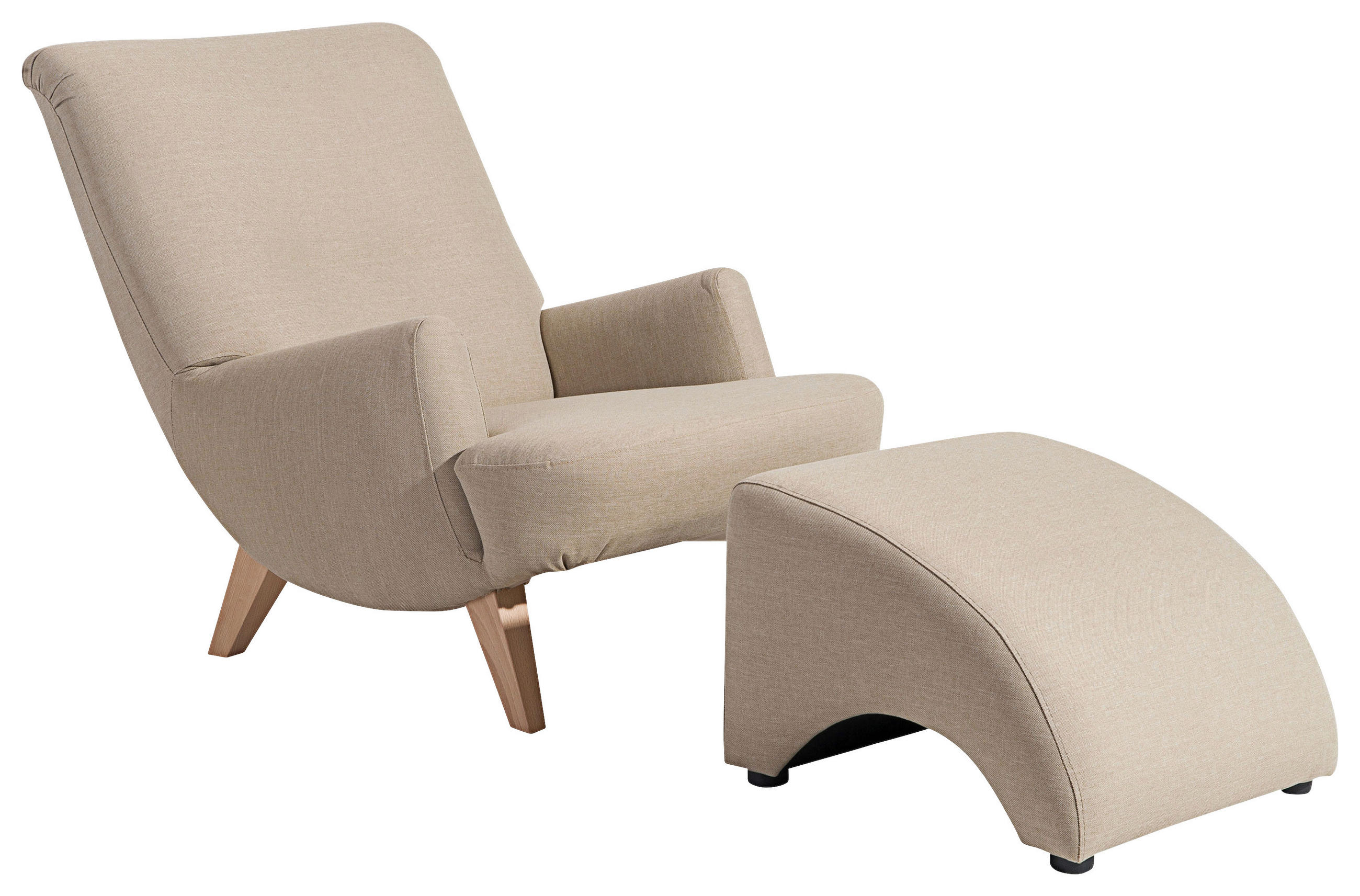 RELAXAČNÍ KŘESLO, textil, pískové barvy - přírodní barvy/pískové barvy, Design, dřevo/textil (71/101/80cm) - Max Winzer