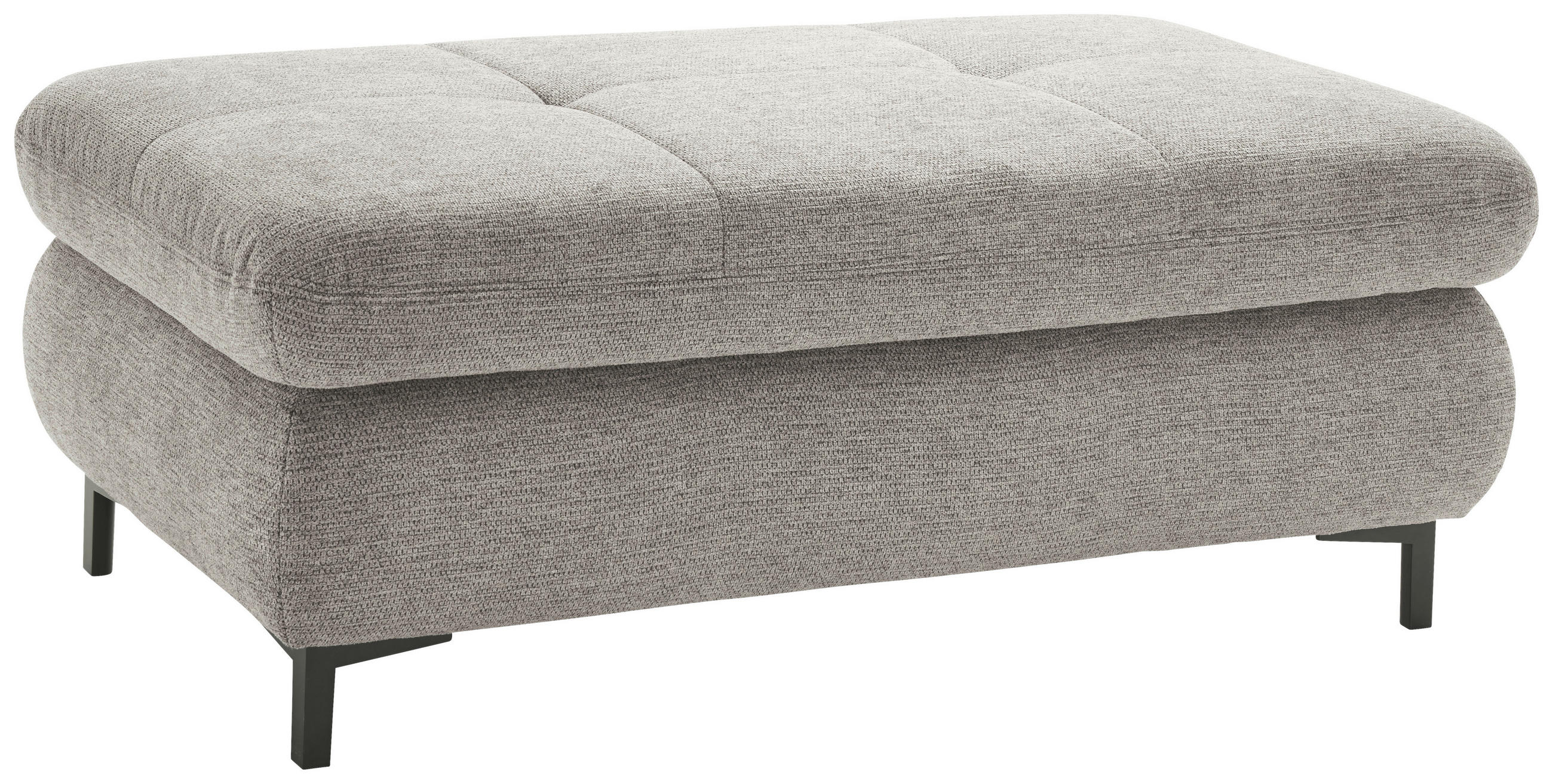 HOCKER Webstoff Grau  - Schwarz/Grau, KONVENTIONELL, Textil/Metall (129/49/64cm) - SetOne by Musterring