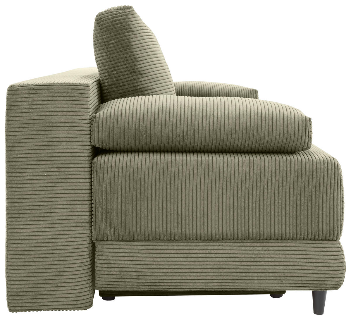 SCHLAFSOFA  mit Liegefunktion, Schlafen auf Sitzhöhe Cord Olivgrün  - Schwarz/Olivgrün, KONVENTIONELL, Holz/Textil (196/96/103cm) - Carryhome