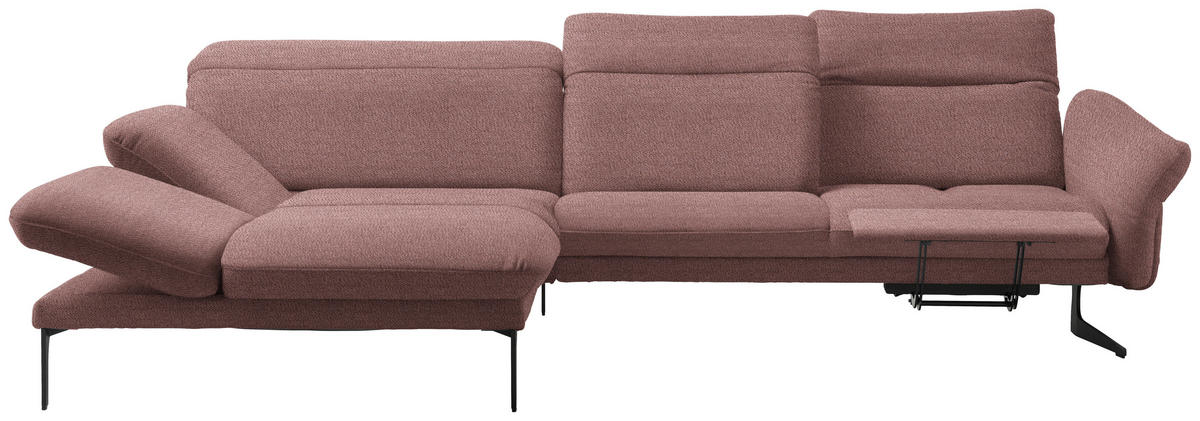 ECKSOFA in Webstoff Rosa  - Anthrazit/Rosa, Design, Textil/Metall (203/299cm) - Himolla