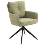 ARMLEHNSTUHL  Sitzfläche 360° drehbar, automatische Rückholfunktion Leinenoptik  - Schwarz/Grün, Design, Holz/Textil (61/90/67cm) - Novel