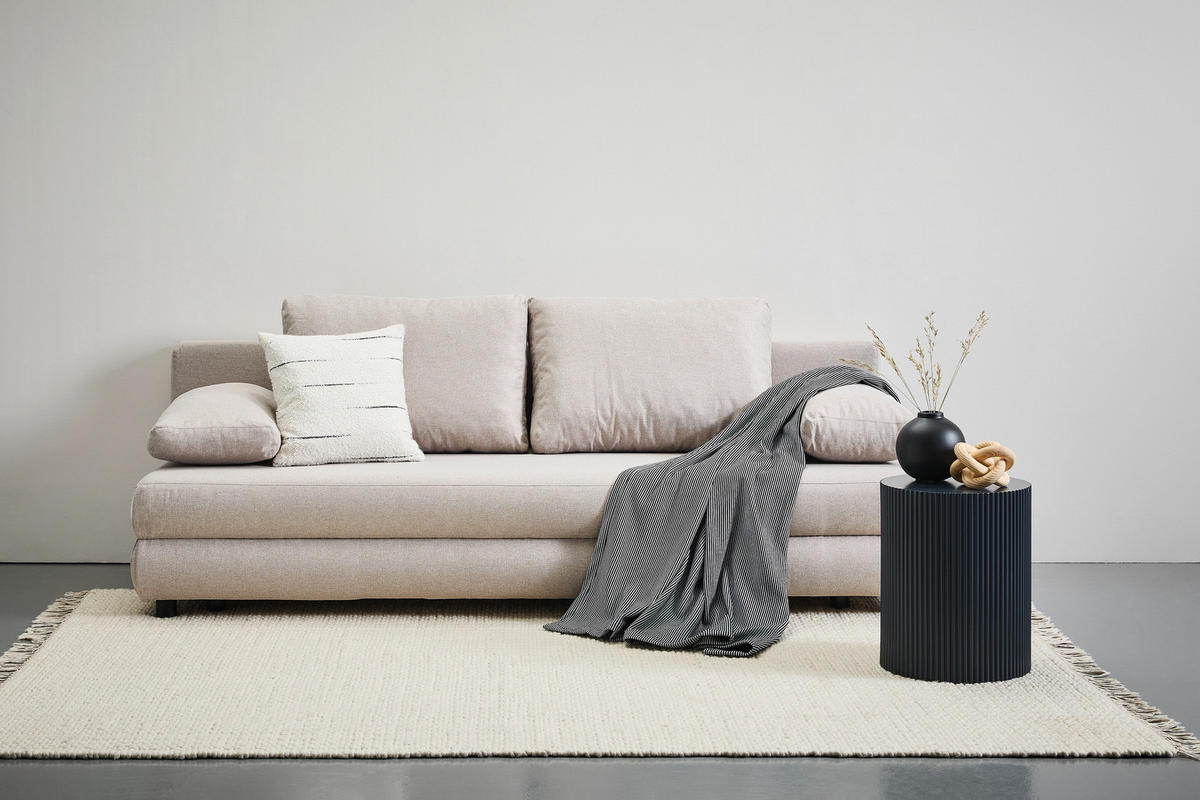 SCHLAFSOFA in Webstoff Grau  - Schwarz/Grau, Design, Kunststoff/Textil (197/77/81cm) - home24