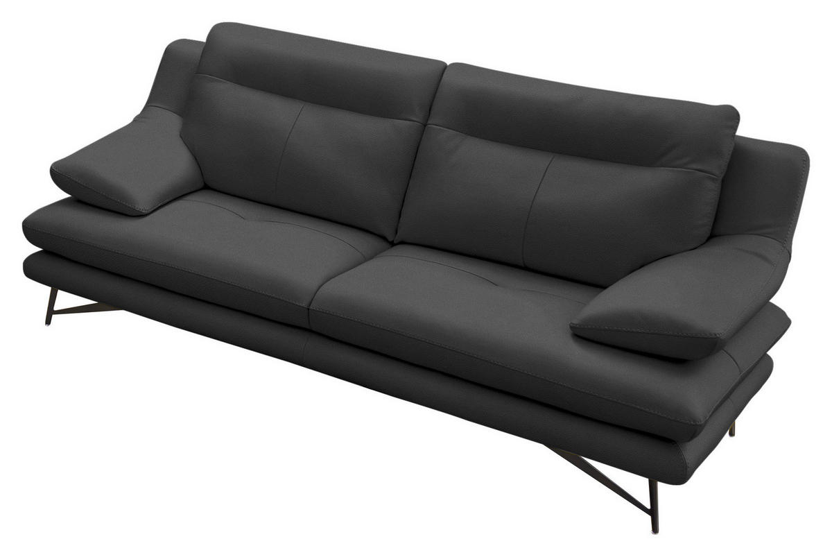 HÁROMÜLÉSES KANAPÉ bőr sötétszürke  - sötétszürke, Design, bőr/fém (215/90/109cm)