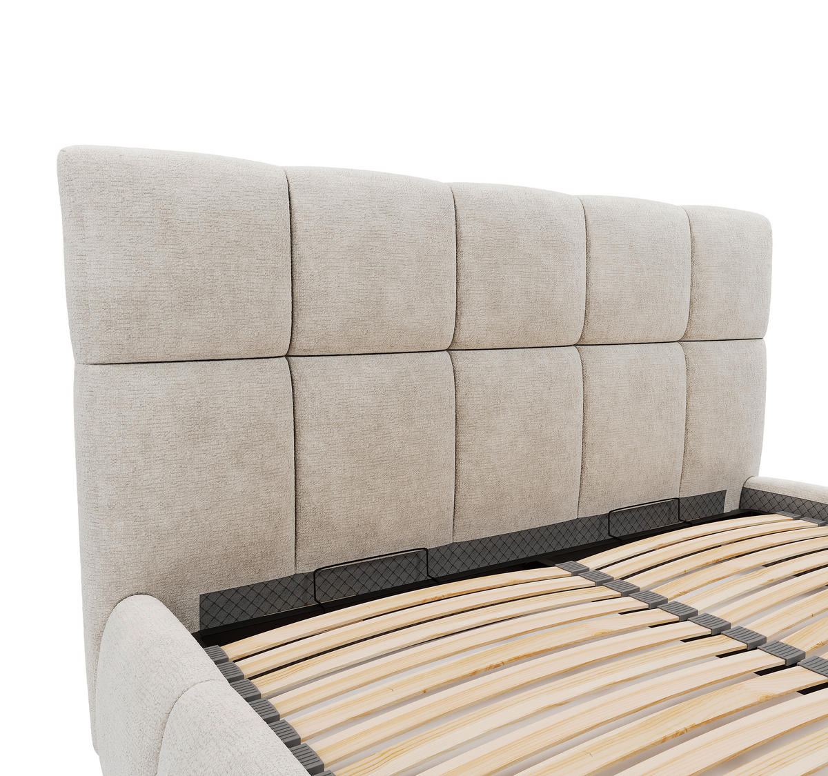 POLSTERBETT 180/200 cm,  in Beige, gepolstertes Kopfteil, Lattenrost, Bettkasten,  - Beige/Schwarz, MODERN, Holz/Holzwerkstoff (180/200cm) - MID.YOU