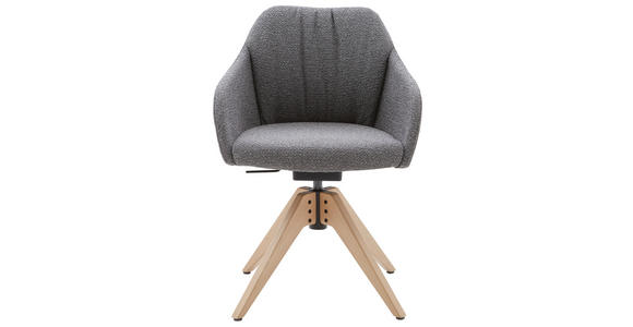 ARMLEHNSTUHL in Flachgewebe - Eichefarben/Grau, Design, Holz/Textil (58/82,5-85,25/60cm) - Johann Jakob