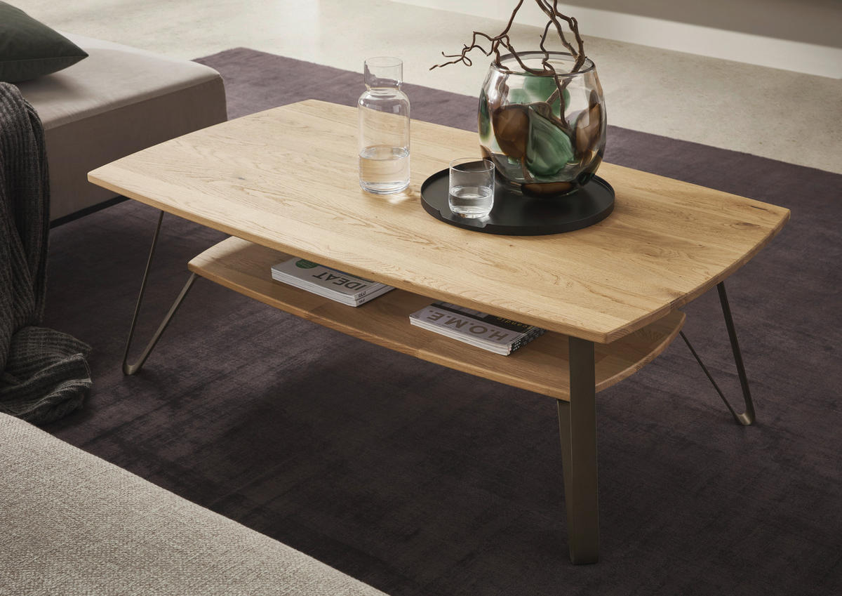 COUCHTISCH in Holz, Metall 95/65/42,6 cm  - Wildeiche/Bronzefarben, MODERN, Holz/Metall (95/65/42,6cm) - Valnatura